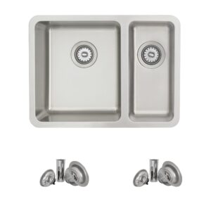 STYLISH 23 inch Double Bowl Undermount and Drop-in Stainless Steel Kitchen Sink