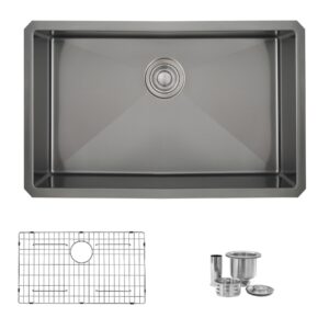 STYLISH 30 inch Graphite Single Bowl Undermount Stainless Steel Kitchen Sink