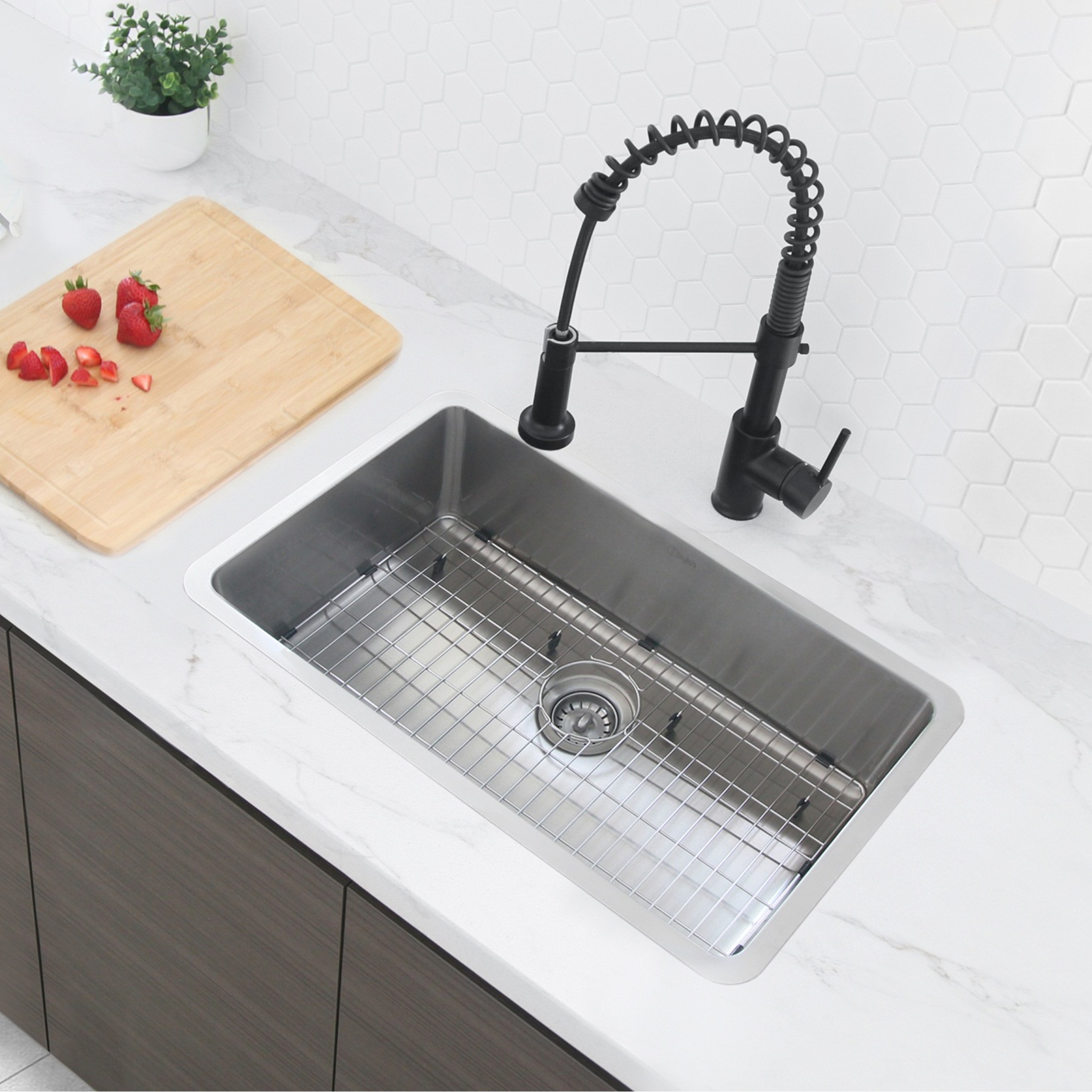 STYLISH 29 inch Single Bowl Undermount and Drop-in Stainless Steel Kitchen Sink