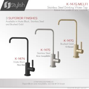 Single Handle Cold Water Tap - Stainless Steel Brushed Gold Finish by Stylish® K-147G