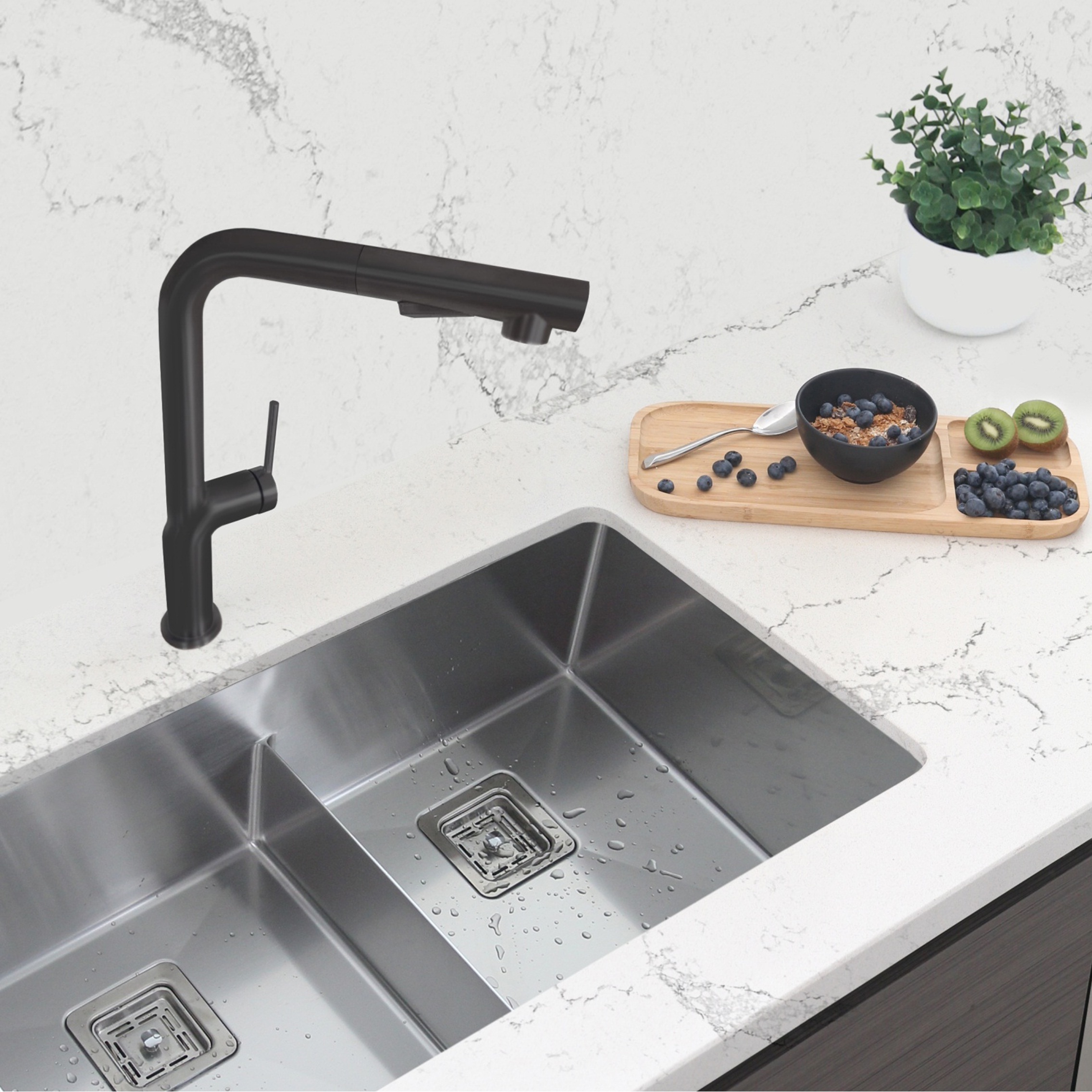 STYLISH Kitchen Sink Faucet Dual Mode Matte Black Finish K-146N